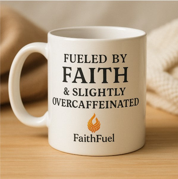 FaithFuel Mug – Fueled By Faith & Slightly Overcaffeinated