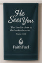 FaithFuel Inspirational Towel – “He Sees You” (Black)
